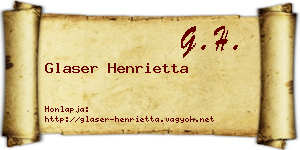 Glaser Henrietta névjegykártya